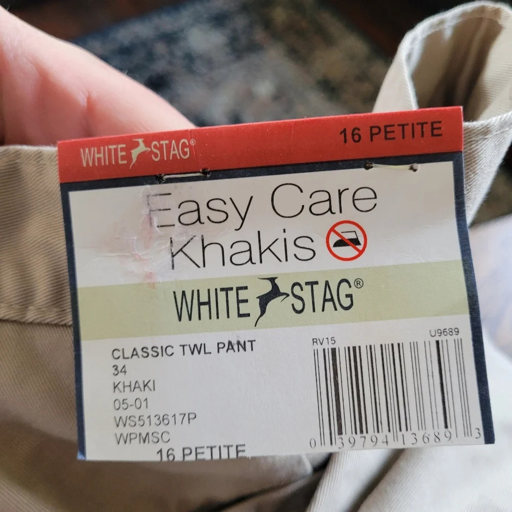 White Stag Tan Classic Twill Pleated Front Khaki Pants Size Women 16 Petite NEW - Picture 11 of 11